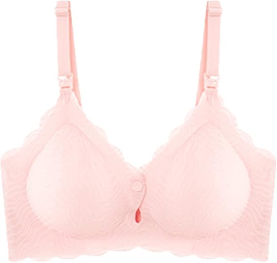 Women’s Lace Breast-Feeding Bra with Open Buttons and No Rims - Comfortable, Supportive, and Stylish (Pink-1PC,XL)