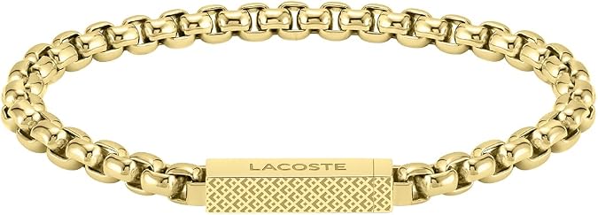 Lacoste Men's L'ESSENTIEL Collection Chain Bracelet Embellished with petit piqué pattern available in silver or gold