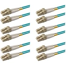 SpeedyFiberTX - 6-Pack 9 Meter Multimode 40G 100G OM4 50/125 Fiber Patch Cable, Duplex LC to LC, Slim Zipcord Aqua LSZH Cable Jacket