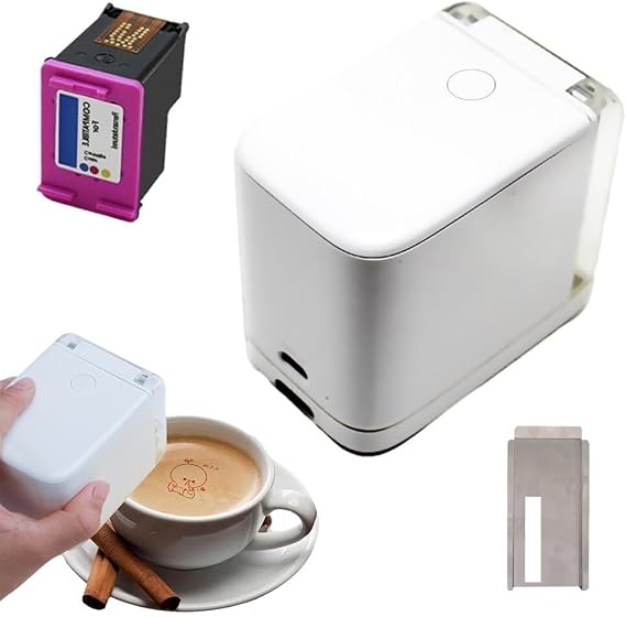 Edible Printer Machine, Mini Color Inkjet Food Printer for Bread, Coffee Art Cooking Portable Handheld Printer with Advanced Thermal Inkjet