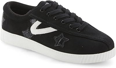 TRETORN womens Womens Lace-up Nyliteplus Women s Leather Lace Up Casual Fashion Sneakers Classic Vintage Style, Black Stars, 9 US