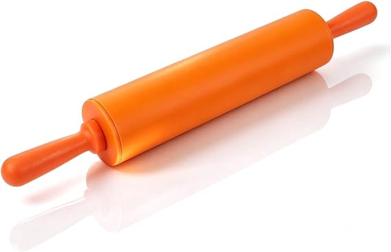 11.8inch Silicone Rolling Pin, Silicone Dough Rollers Nonstick Rolling Pins Baking Dumpling Rolling Pin Pastry Roller Kitchen Accessories Small Rolling Pin for Making Dough, Bread and Pizza, Orange