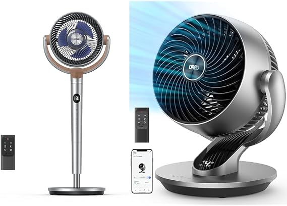 Dreo Standing Fan with Remote, Bedroom Circulator, and Smart Air Circulator with Remote - 120 Oscillation Fans