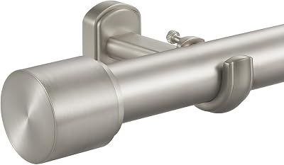 1 18 Inch Diameter Curtain Rods, 72-144” Telescoping Large Single Window Drapery Rod Heavy Duty With Adjustable Modern Brackets, Matte Nickel