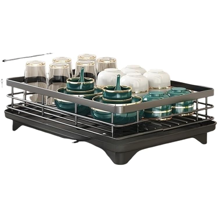 Kitchen Dish Rack, Carbon Steel, Rust-Proof, Disassemblable, BlackWhite [Black] Single-Layer Model
