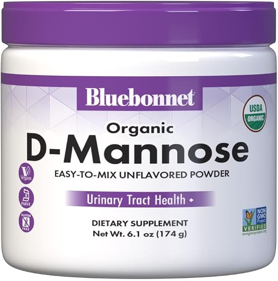 BlueBonnet Organic D-Mannose 2000 mg, Unflavored Powder Mix, 85 Servings