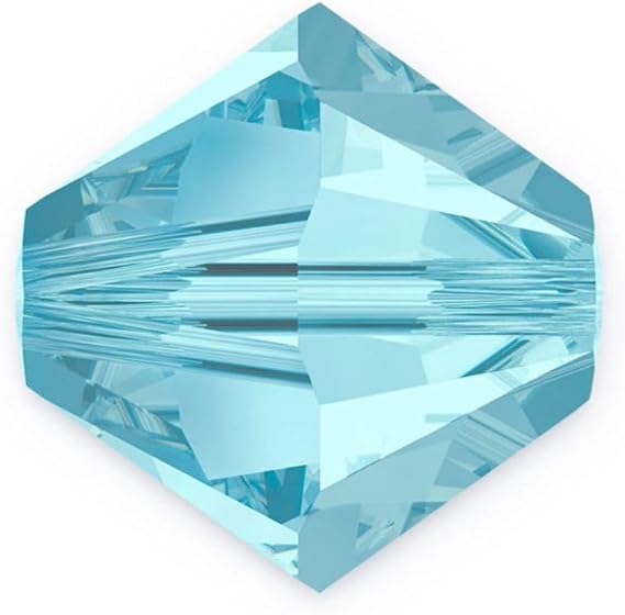 100pcs Authentic Preciosa 6mm Faceted Bicone Crystal Loose Beads Aquamarine Blue Compatible with Swarovski 5301/5328 for Jewelry Craft Making Pre-B610
