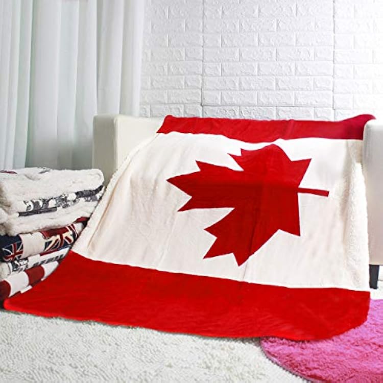 USACanada Union Jack Flag Bed Blanket Fleece Bedspread Soft Plush Travel Blanket Chair Couch Cover Beach Throw