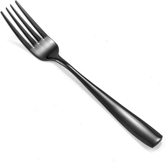 Eslite 12-Piece Black Stainless Steel Dinner Forks Cutlery Forks Set,8-Inches