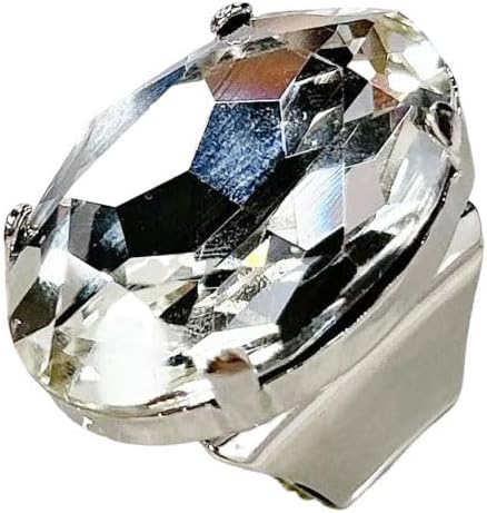 Large Oval Rhinestone Open Cocktail Statement Ring for Women Exaggerated Big Geometric Crystal Stone Thick Chunky Finger Knuckle Adjustable Band Rings Wedding Brides Prom Party Fashion Jewelry Gift
