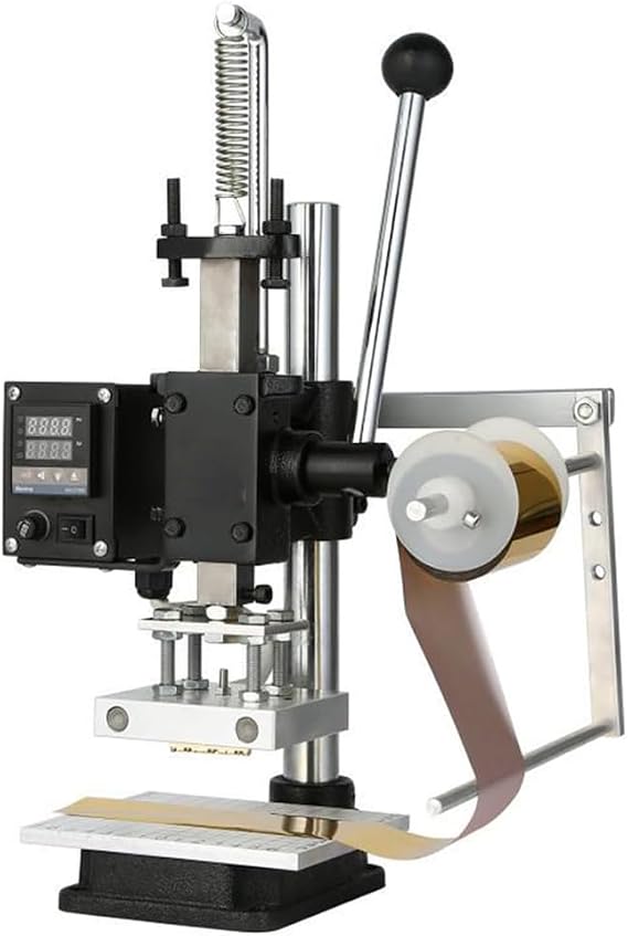 Hot Foil Stamping Machine, Table Electric Heat Manual Hot Foil Stamping Machine, Digital Leather Embossing Machine, with Hanger, 0~16cm Adjustable Height,0~400℃, for Leather, Paper, Plastic 8 * 10cm