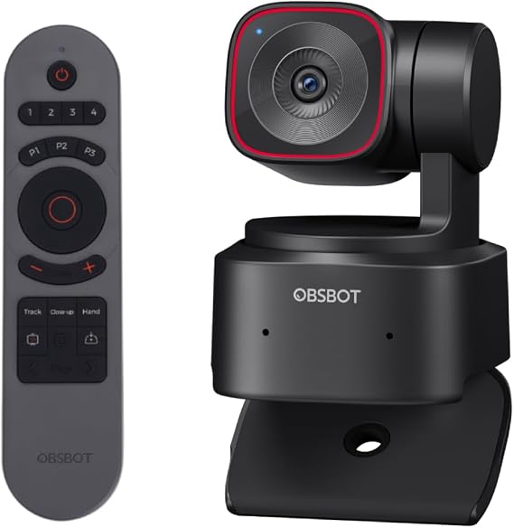 OBSBOT Tiny 2 Lite 4K Webcam & Smart Remote Combo, AI Tracking PTZ Streaming Camera with 1/2" Sensor, Gesture Control, 60 FPS, HDR, Microphones, Web Camera for Desktop Computer, Laptop, Meeting, Vide