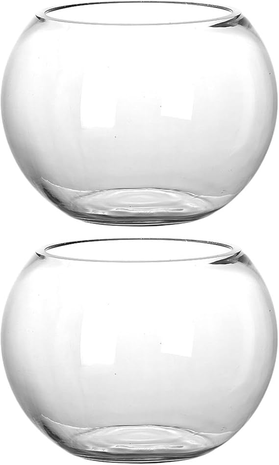 DOITOOL Round Glass Fish Bowl Vase Moss Ecological Terrarium Micro Landscape Container for Indoor Plant Display Home Office Centerpiece 5.90 X 5.90 X 4.72 in 2 Pack