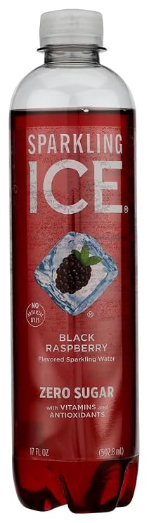 Sparkling Ice, Black Raspberry Sparkling Water, Zero Sugar Flavored Water, with Antioxidants and Vitamins, 17 fl oz Bottle