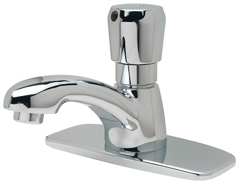 Zurn Z86100-XL-CP4-3M AquaSpec Single-Hole Metering Faucet, 0.5 GPM Vandal-Resistant Pressure-Compensating Spray, Push-Button, 4" Cover Plate, Chrome