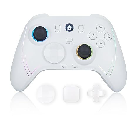 ROTOMOON HD151-S Wireless Game Controller with 7 Colors LED Lighting Compatible with Xbox One S/X, Xbox Series S/X, with 2.4G Wireless Adapter, 3.5mm Audio Jack Gaming Gamepad, Turbo/Programmable