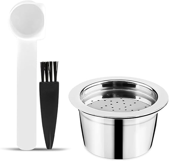 Coffee Capsules, Reusable 304 Stainless Steel, Replacement for K FEE Machines, Refillable for Cafissimo Mini, Fine Mesh Filter for Strong Smooth Taste, Kit with Spoon &