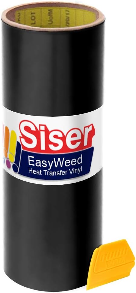Siser 12" x 5ft Heat-Transfer Vinyl Roll Including Hard Yellow Detailer Squeegee (Black)