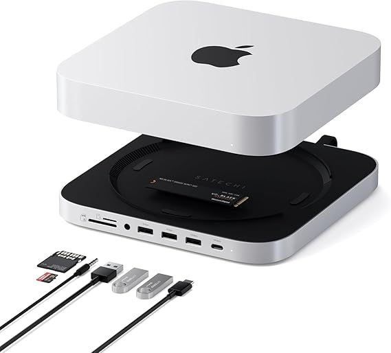 Satechi Mac Studio M5 Hub & Stand with NVMe SSD Enclosure, Silver