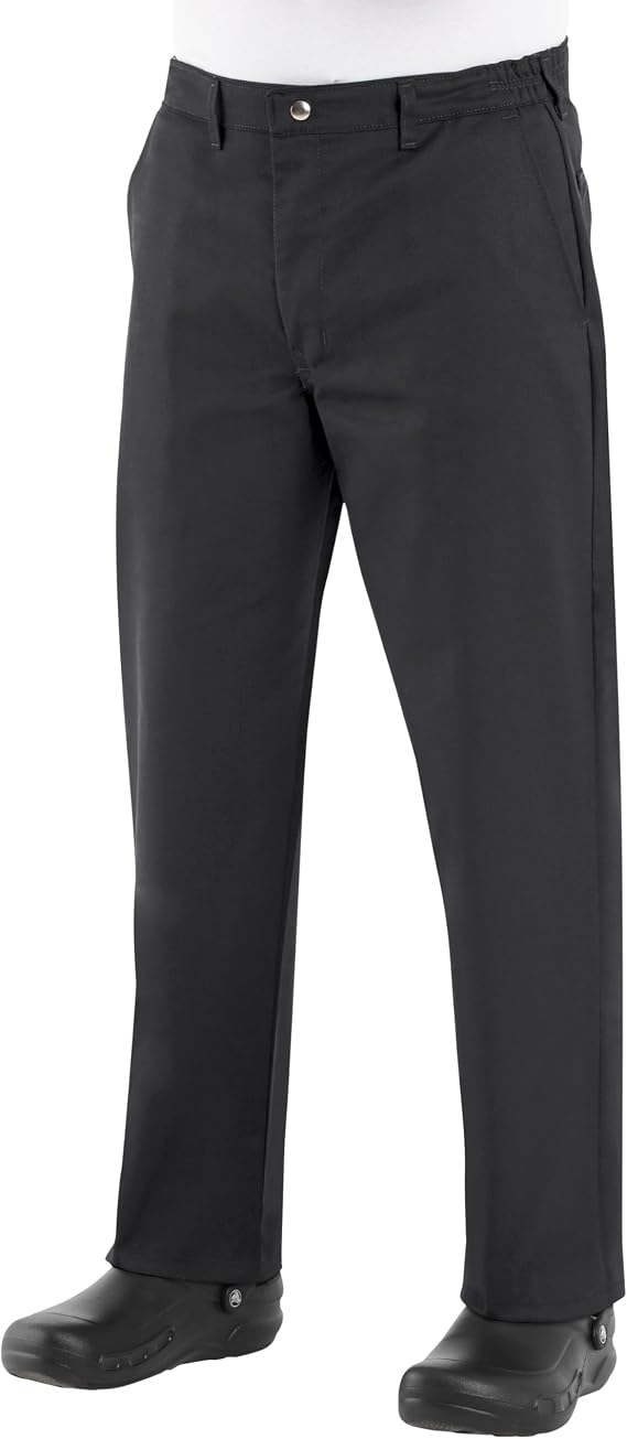 Chef Designs Men's Cook Pant - Elastic Waist Chef Pants for Professional Kitchens, Wrinkle Resistant, Front & Hip Pockets
