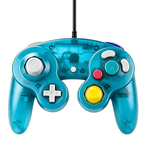 Lyvix Wired Controller Compatible with GameCube & Wii, Transparent Blue