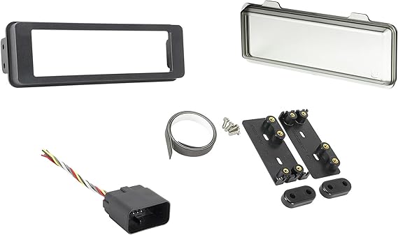 Scosche HD9698BN Single DIN Radio Installation Dash Kit with Weather Shield and Wire Harness Compatible with Select 1996-1998 Harley-Davidson Touring Motorcycles - Complete Car Stereo Installation Kit