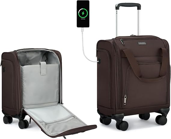 MILADA Soft Side Extended Luggage, coffee