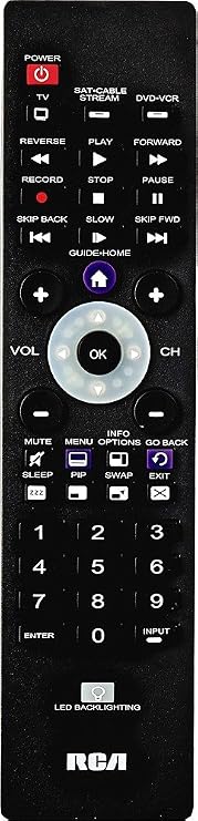 RCA Universal Remote Control for TV, Streaming Players & Cable Boxes, 3 Device Remote, Backlit Keypad, Long Range IR, Easy Setup, Compatible with Roku, Fire TV & More