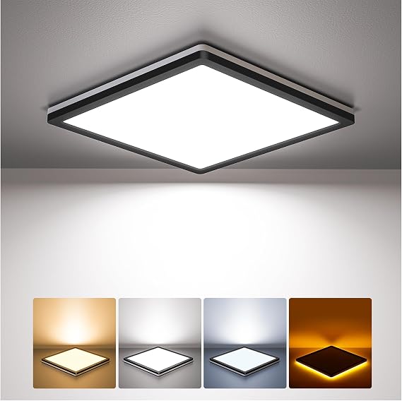 BLNAN 18W LED Bathroom Ceiling Lights, 2000K Warm Night Light, 3000K/4000K/5000K 3 Color Temperature Flush Ceiling Lamp, 1800LM Square Lighting Indoor