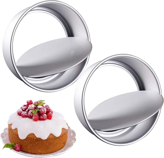 KENIY 2 Pack 8-Inch Non-Stick Deep Aluminum Round Cake Pan with Removable Bottom for Wedding/Birthday/Christmas Cake Baking Round Cake Tin Set with Loose Base (8 inch)