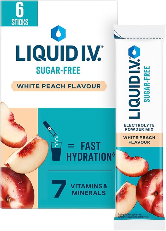 Liquid I.V. Sugar Free Electrolyte Mix, White Peach, 6 Sticks