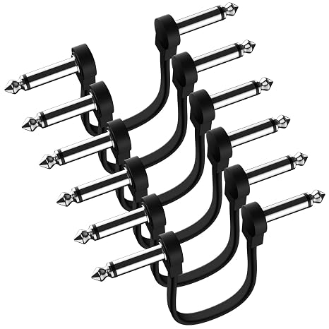 Premium 6 Pack 12 Inch Guitar Patch Cables, Low Profile, Noise Free