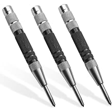 3 Pcs Black Automatic Center Punch, Steel Adjustable One-Handed Spring Impact Loaded Center Hole Punch, Metal Hole Punch Hand Push Tools for Machinists Glass Wood Thin Steel Sheets and More