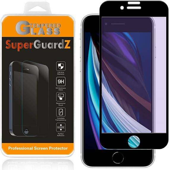 For iPhone SE (3rd / 2nd Gen, 2022/2020) / iPhone 8 / iPhone 7 Screen Protector Anti Blue Light Tempered Glass, Eye Protection, [FULL Screen Coverage]