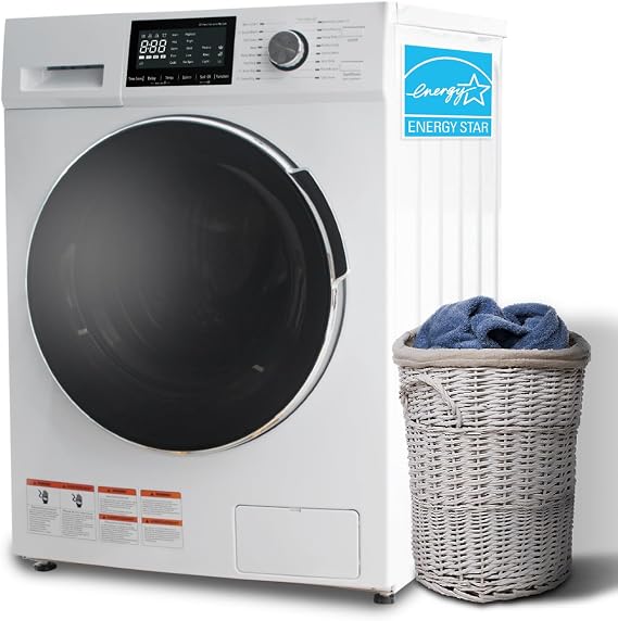 Washer Dryer Combo for RV Ventless, 2.7 cu.ft 120V Portable Washing Machine And Dryer All In One, 24"W Compact for Apartment Home Dorm Camper Front Load Stackable Small Clothes Washer With 16 Circles