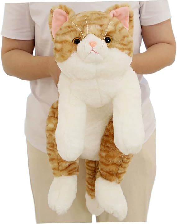 Jorzer Realistic Cat 20 Inch Lying Posture Cotton Stuffed Cat Plush Soft & Skin Friendly Cuddly Kitten for Home Office Hotel Party Game Toys.