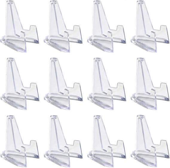 12 Pcs Clear Mini Acrylic Easel Coin Display Stand for Coins and Cards