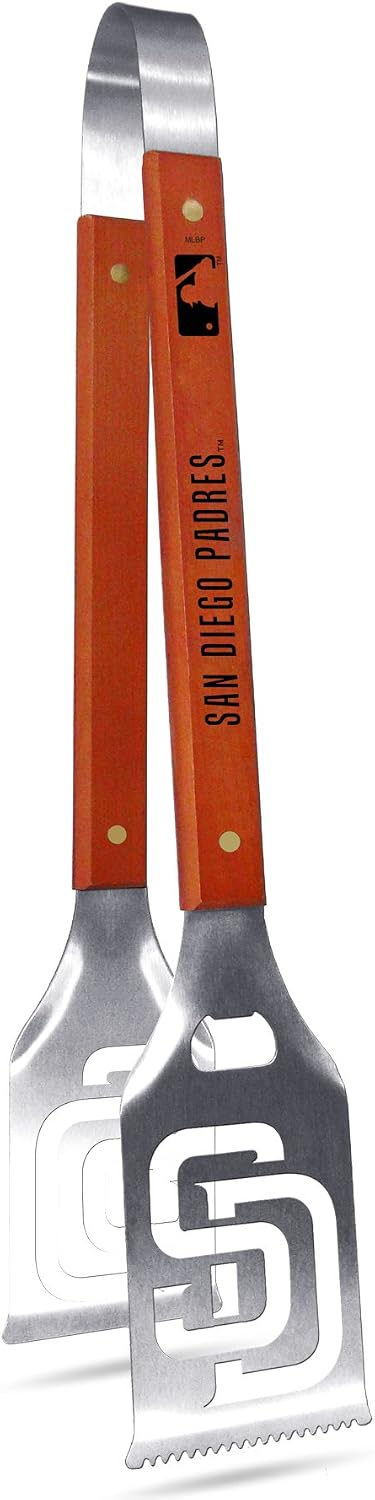 MLB San Diego Padres Grill-A-Tongs, Heavy Duty Stainless Steel BBQ Grill Tongs