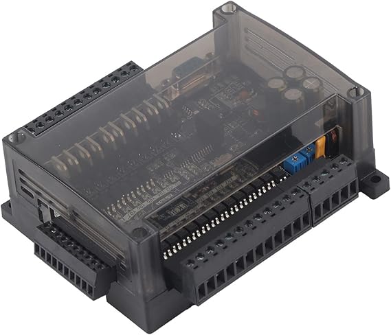 24V 24MT PLC Logic Controller with 32 Bit MCU - 14 Digital Inputs and 10 Transistor Outputs, 6 Analog Inputs, Integrated Programming Port Compatible with FX3U GX Developer and GX