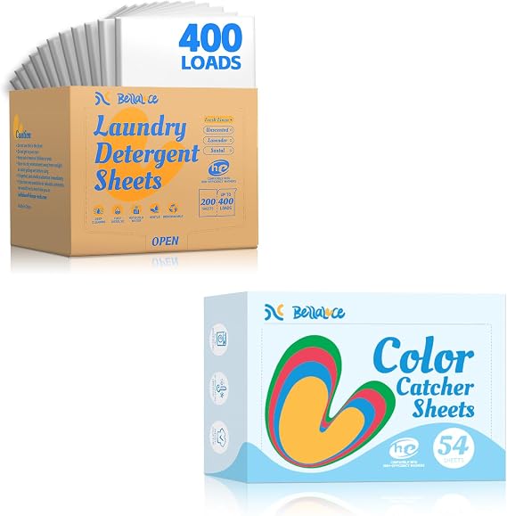 Laundry Detergent Sheets (400 Loads) & Color Catchers for Laundry (54 Count 1 Pack)