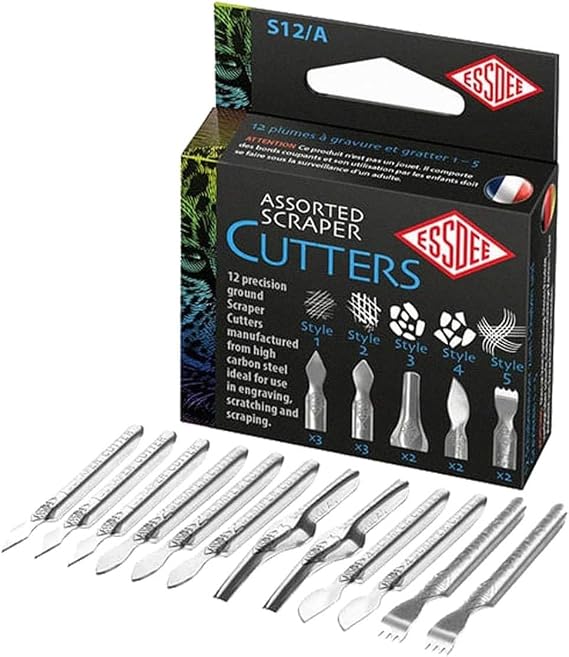 Essdee, Scraper Tools, Assorted Scraper Cutters, Box of 12 (S12/A)