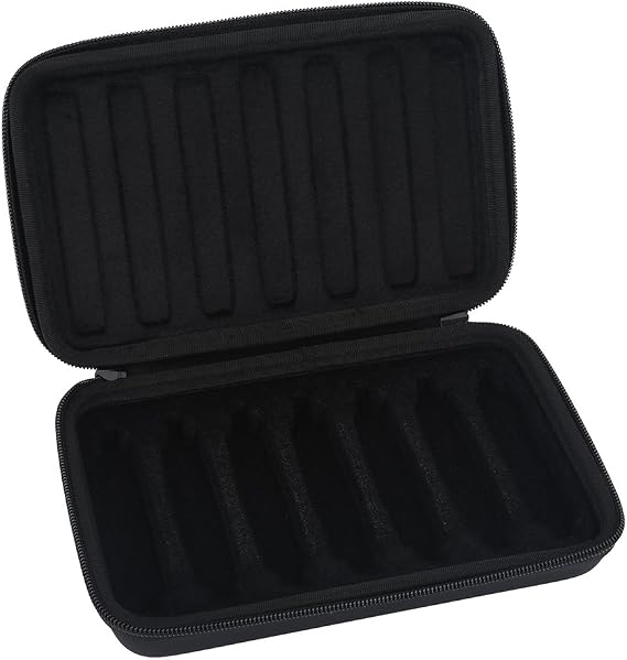 Dilwe Harmonica Case, PU Leather & Fabric Harmonica Storage Case, Zippered, Holds 7 Harmonicas, Black