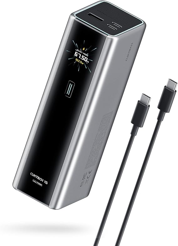 CUKTECH 15 Ultra Power Bank for Laptop, 20,000mAh 140W Portable Charger, Smart Display, External Battery for Outdoor Work and Travel, for iPhone 16/15, MacBook, Samsung, and More (Flight-Approved)