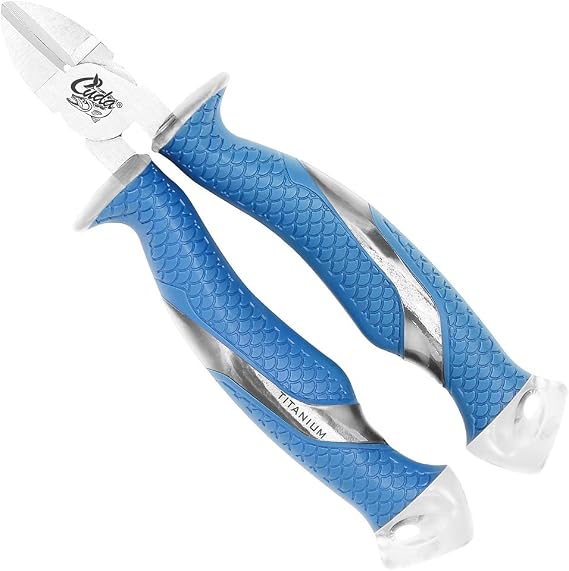 CUDA 6.75" Diagonal Wire Cutters | Durable Steel Titanium Bonded Fishing Wire, Mono & Fluorocarbon Cutter with Non-slip Cuda Grips | For Saltwater & Freshwater Use