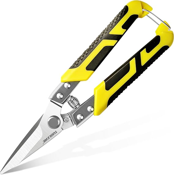 8.7 Inch Tin Snips Heavy Duty Metal Cutter | with Stainless Steel Blades, Fast Cuts Plastic, Cable Wires, Cardboard, Branches and DIY Projects