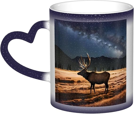 FoRes Elk in the meadow Transformative Color Changing Mug - Indoor and Outdoor Camping Skyrim Ceramic Mug