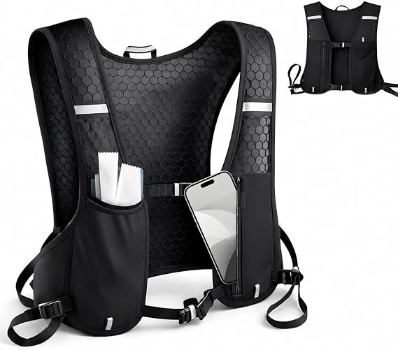 Lightweight Running Vest Backpack Adjustable for Trail Running Hiking Cycling with Phone Holder Storage - Unisex for Men Women
