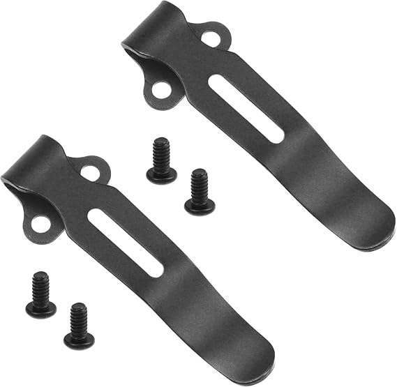 2 Pack Premium Deep Carry Pocket Clips - Black Stainless Steel, Compatible with Benchmade Bugout 535 & Most Knives - Includes 4Pcs Black Screws