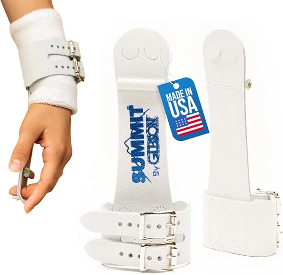 Gibson Athletic Summit Uneven Bar Gymnastic Grips for Girls, Durable Leather Grip with Double Buckle Straps for Secure Grip, Hand Grips for Early Competitor Gymnasts - Made In USA
