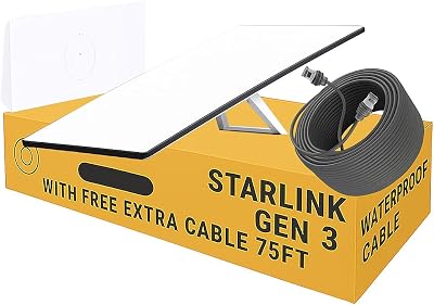 Star Link Standard Kit AX GEN 3 – Residential Satellite Internet Kit with Tri-Band Wi-Fi 6 Router & Self-Install Hardware 75 FT Cable